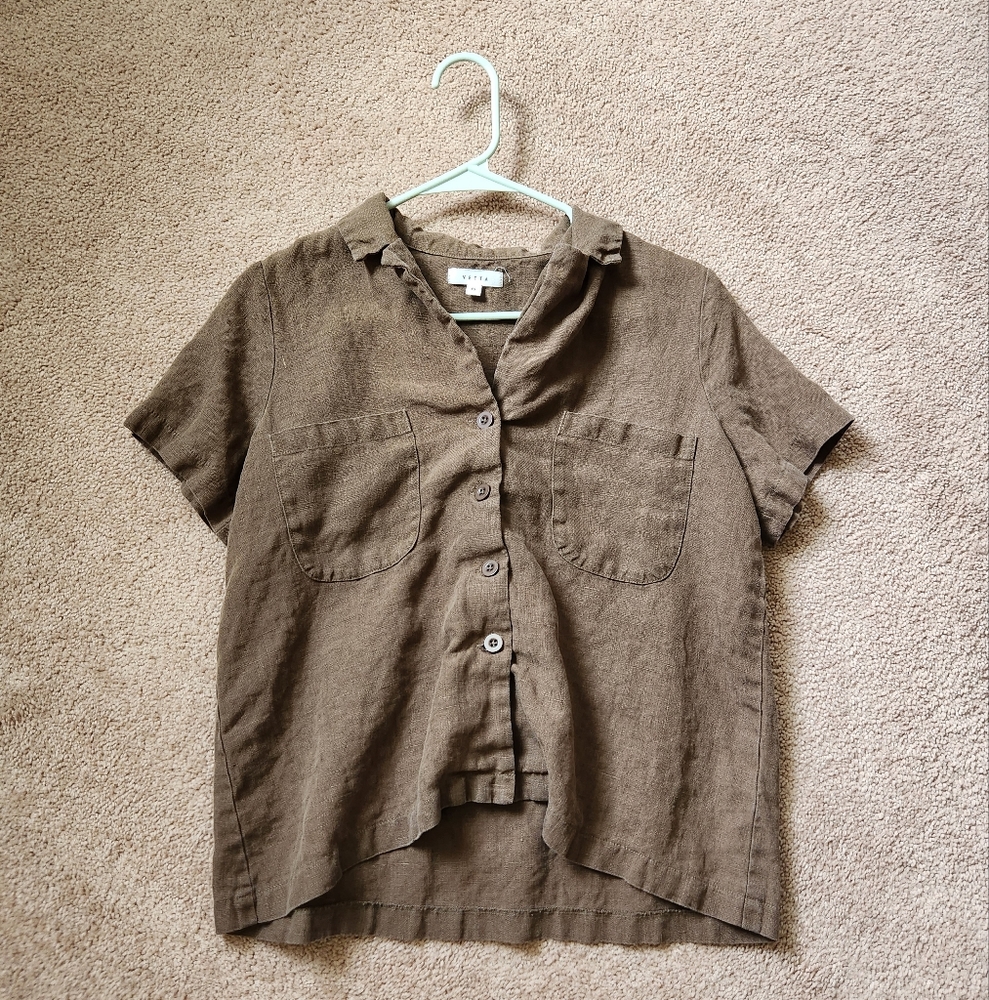 Vetta Linen Top Olive Green